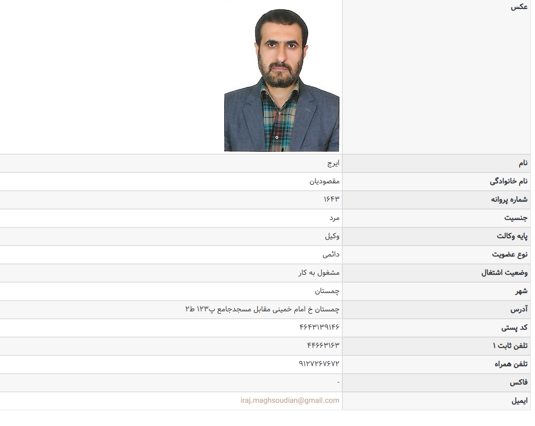 وکیل پایه یک ایرج مقصودیان