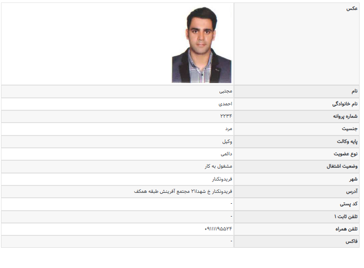 پروانه وکالت مجتبی احمدی