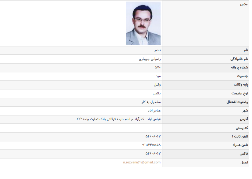 مشاهده پروانه وکالت ناصر رضوانی