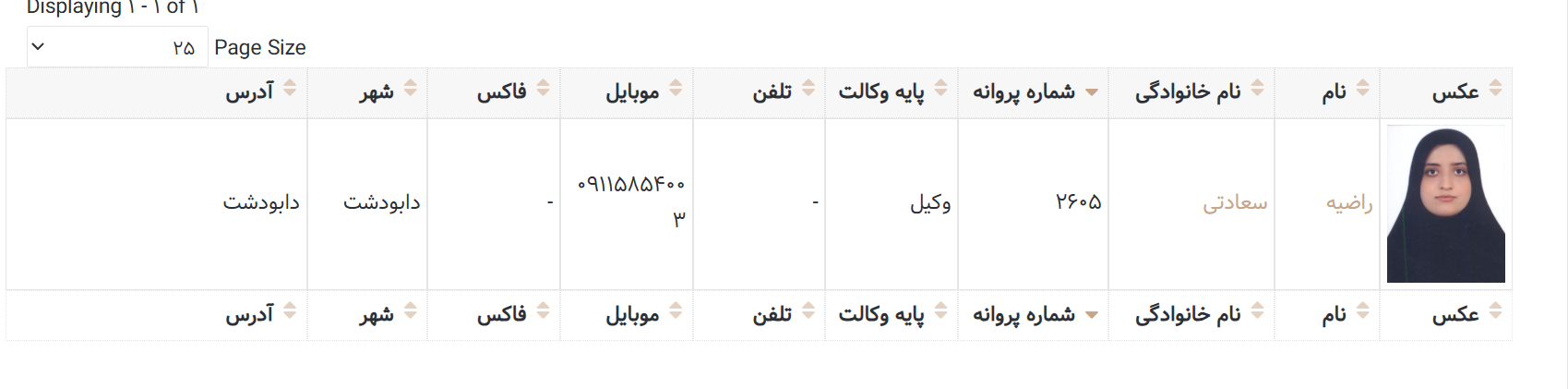 راضیه سعادتی وکیل نور