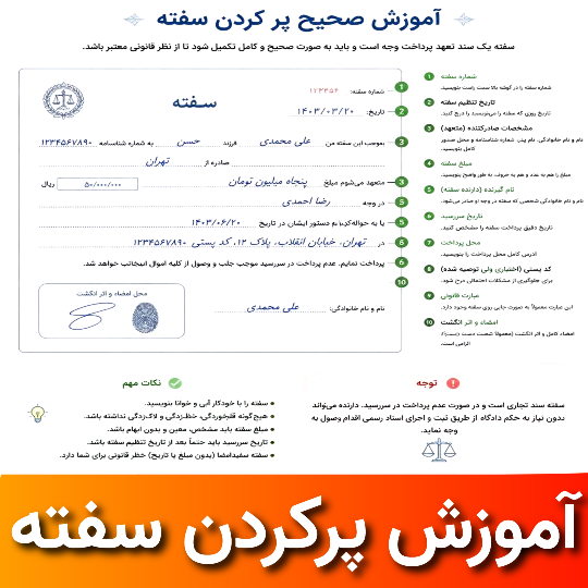 آموزش تصویری و قانونیِ پر کردن سفته