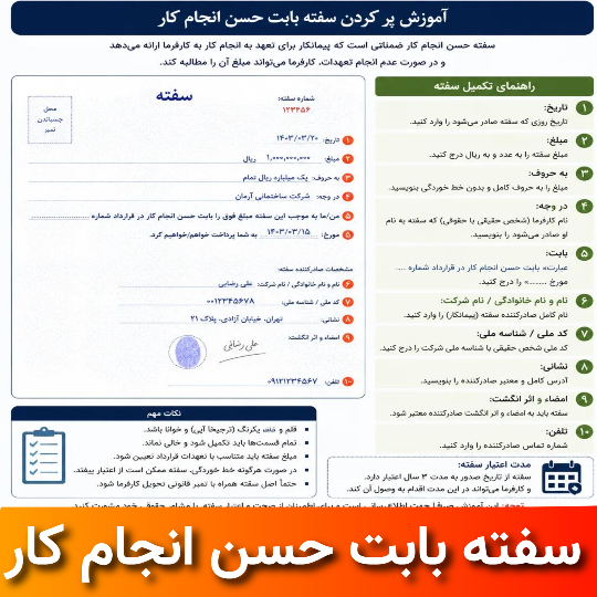 آموزش پر کردن سفته برای ضمانت و استخدام